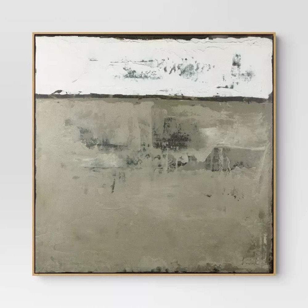 33x33 Color Block Abstract Canvas Framed Art Neutrals - Threshold, Target